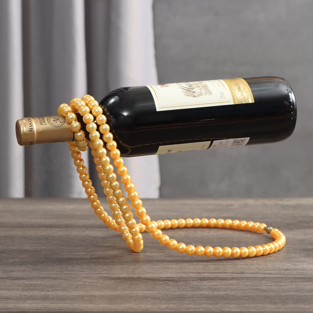 

Креативное подвесное жемчужное ожерелье, держатель для вина, металлическая Золотая Винная стойка, подставка под бутылки, дисплей, полка, по...