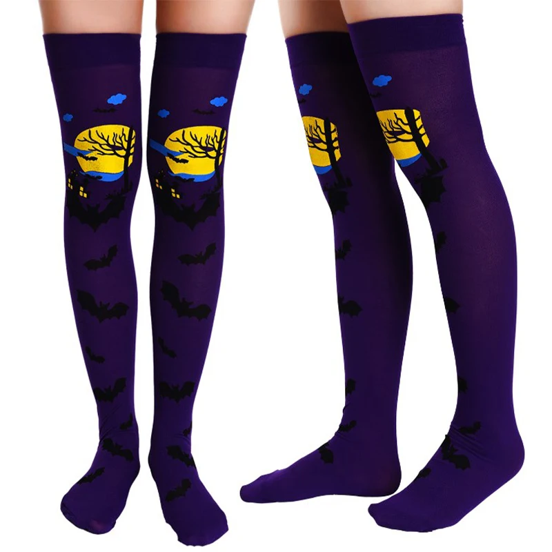 

Halloween Stockings Women Halloween Costume Cosplay Accessories Female Stockings Bat Print Stockings Overknee Socks Party Socks