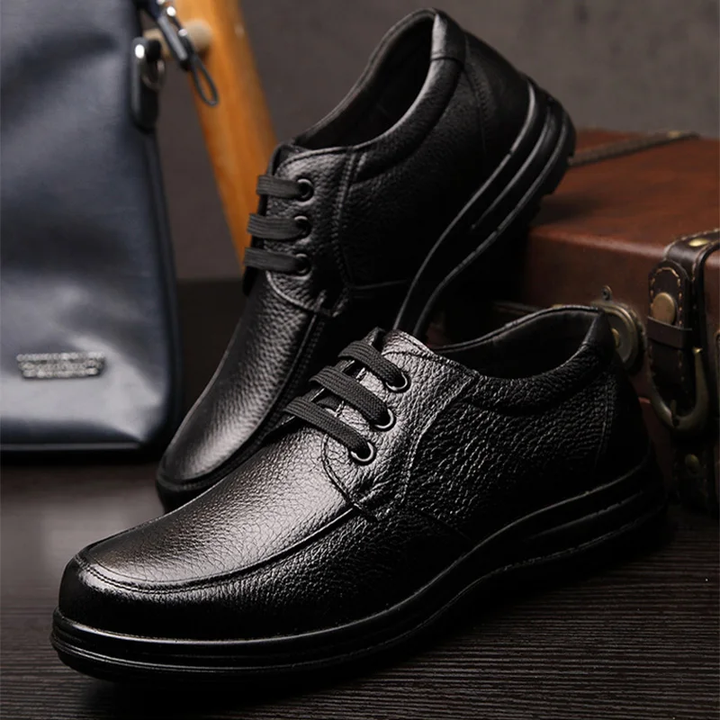 

Men Genuine Leather Shoes Men's Luxury Shoes High Quality Brand Man Comfortable Lace Up Black Casual Leather Shoes Loafers Men
