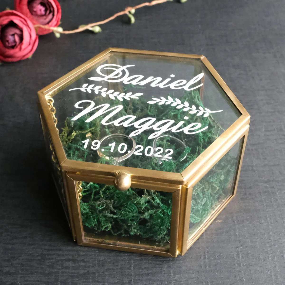 Custom Glass Ring Box Personalized Wedding Ring Box Wedding Ring Holder Glass Jewelry Box Engagement Ring Pillow Wedding Box