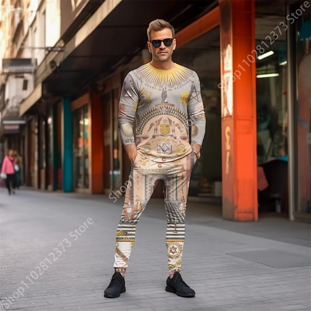 2023 Tracksuit Men New Street Casual Long Sleeve T-shirt+Pants Men's Sets Clothes For Men Fashion 3D Print Sports Men's Clothing