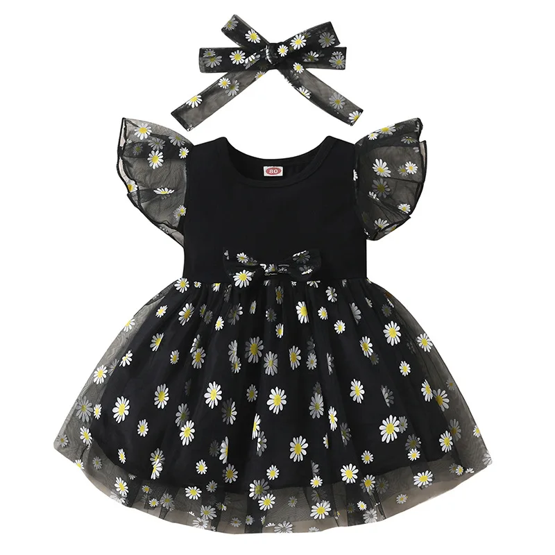 

Детские модные платья для маленьких детей, сетчатые юбки, юбки для маленьких девочек с цветочным рисунком, милая простая одежда для девочек