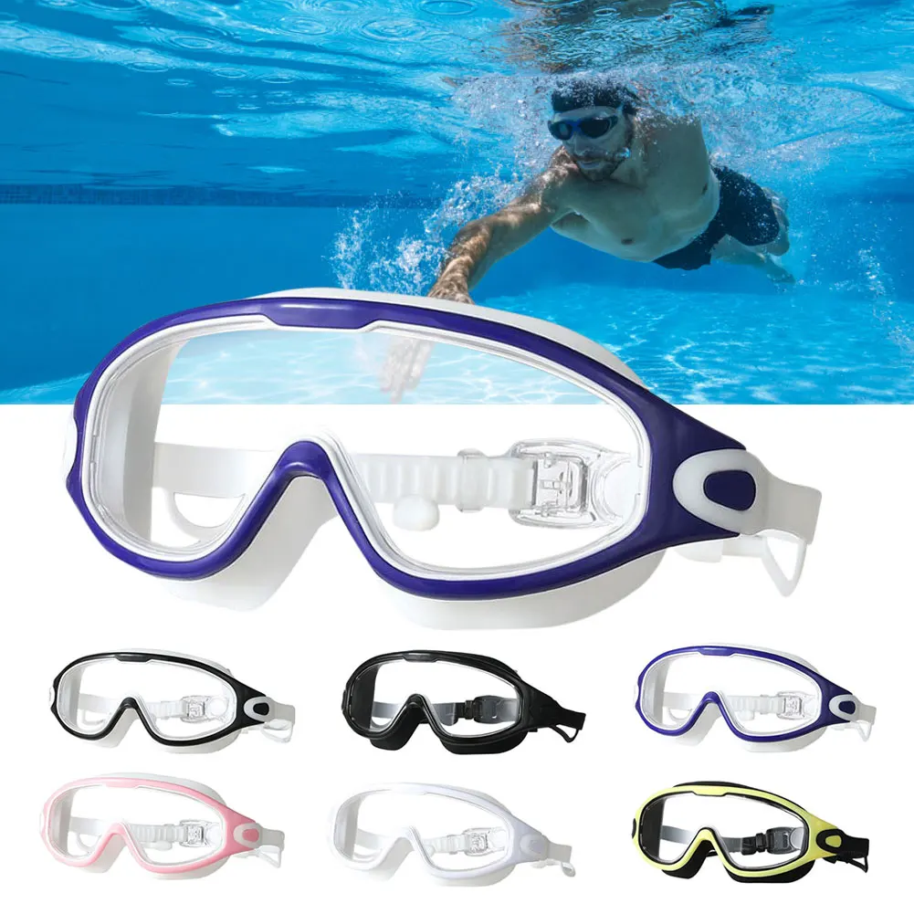 

Профессиональные плавательные очки с большой оправой водонепроницаемые Мягкие силиконовые очки для плавания противотуманные очки с УФ-защитой для мужчин и женщин