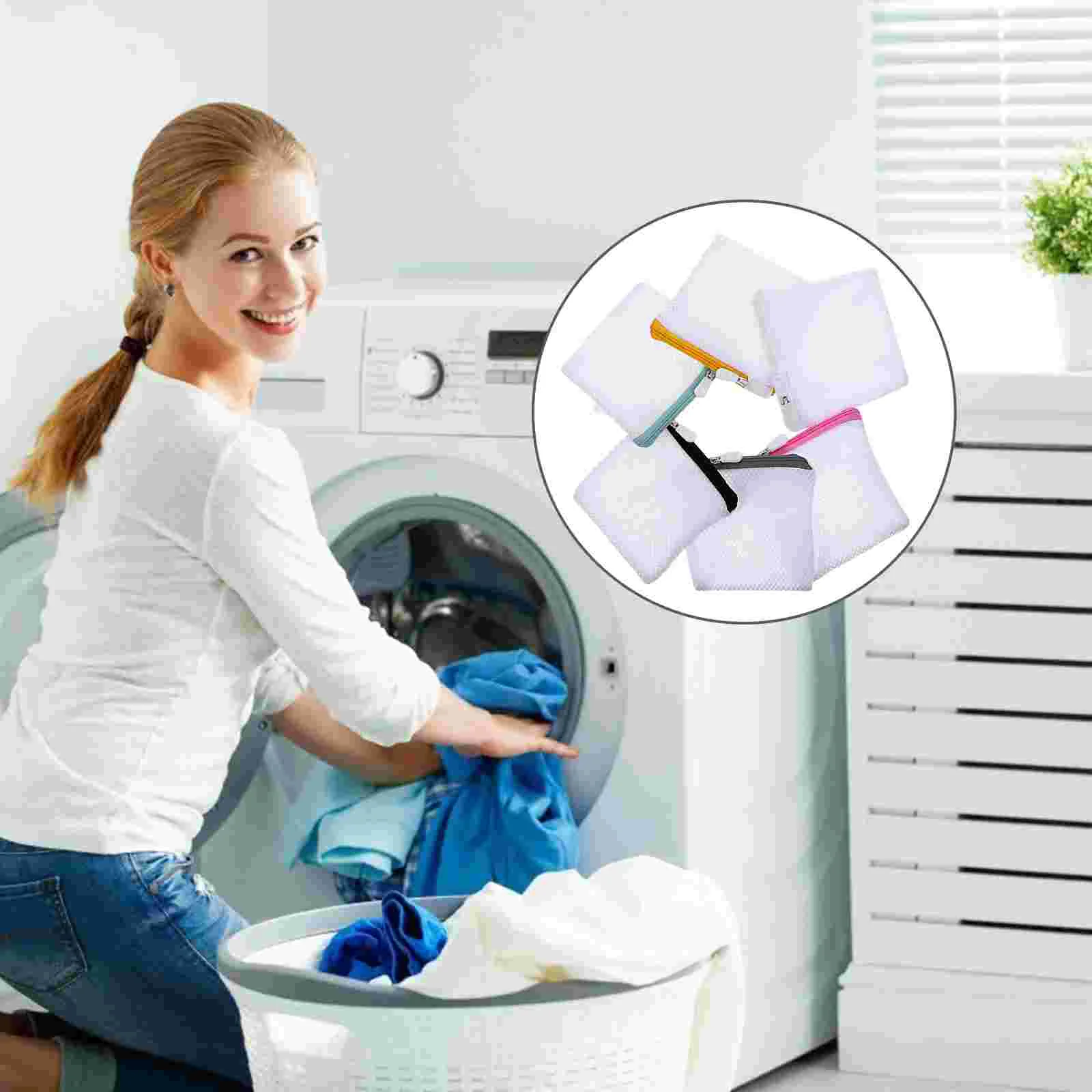 

6 Pcs Laundry Bag Protecting Wash Delicates Sock Foldable Washing Machine Sandwich Mesh Bras Travel