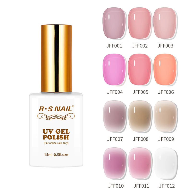 

RS Nail 15ml Jelly Nude Color Gel Nail Gel Polish Clear Pink Semi-transparent French Gel Varnish Soak Off UV LED Nail Gel