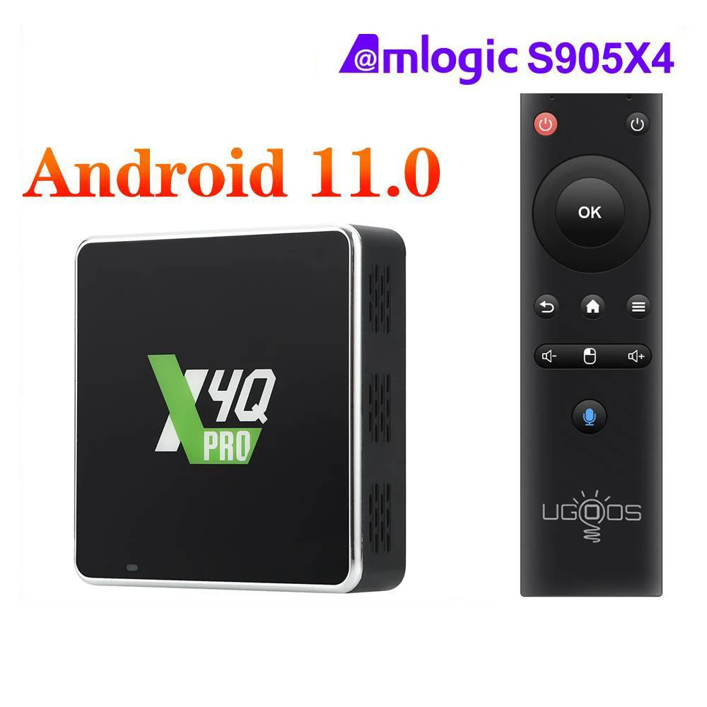 

ТВ-приставка Ugoos X4Q Pro 4 ГБ 32 ГБ X4 Pro DDR4 Amlogic S905X4 Smart TV Box X4 X4Q Plus Android 11,0 1000M 4K Set Top Box X4 X4Q Cube