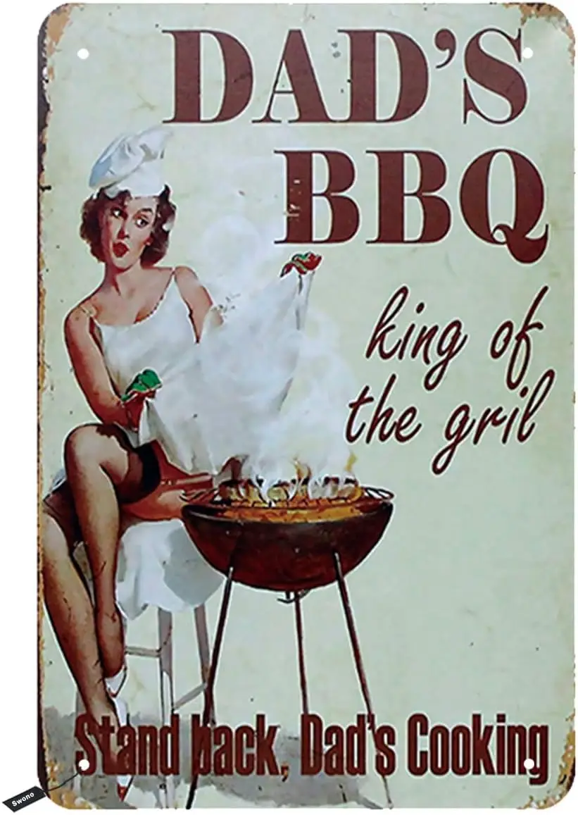 Оловянные вывески для барбекю Swono DadS розовое с буквенным королем винтажной