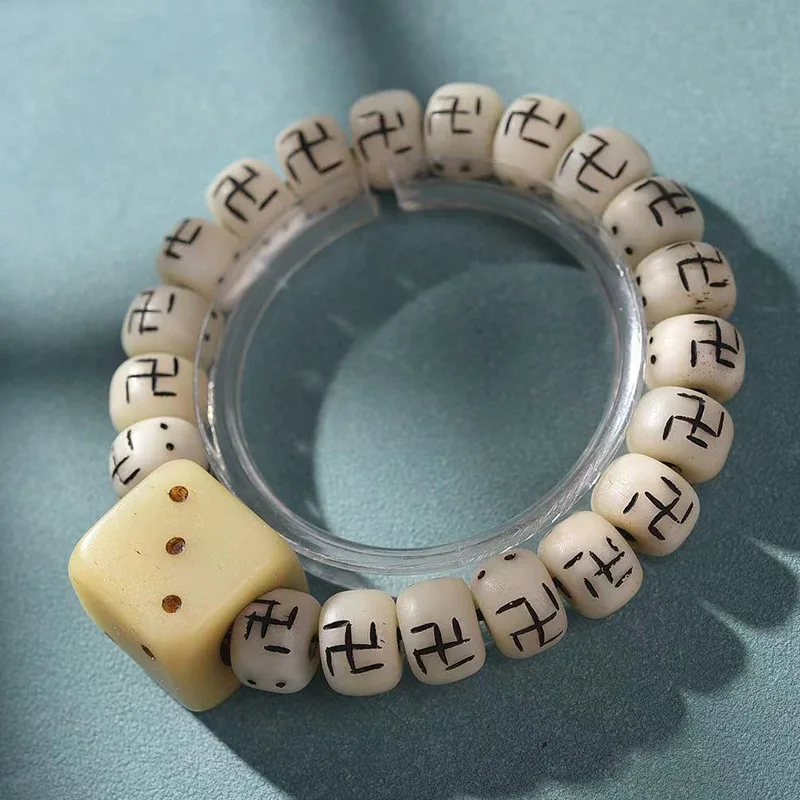 Натуральные десять тысяч слов резьба Одиночная Обертка Браслет кости аксессуары