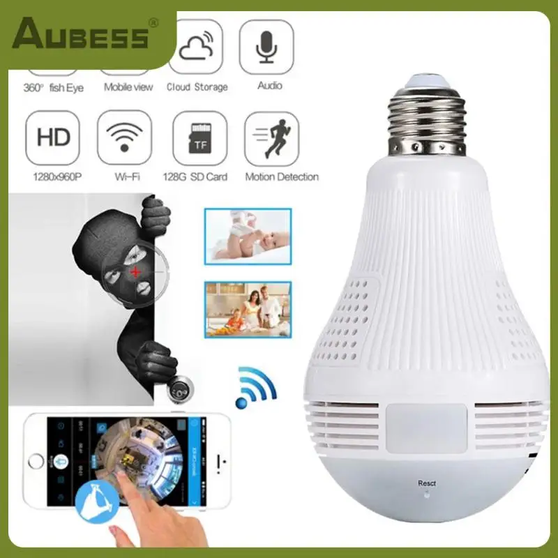 

Беспроводная камера видеонаблюдения с дистанционным управлением, панорамная камера «рыбий глаз» с лампочками двойного направления, панор...