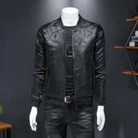 2022 british style mens casual stand collar jacketmale slim fit printed casual business standing collar jacket plus size s 5xl