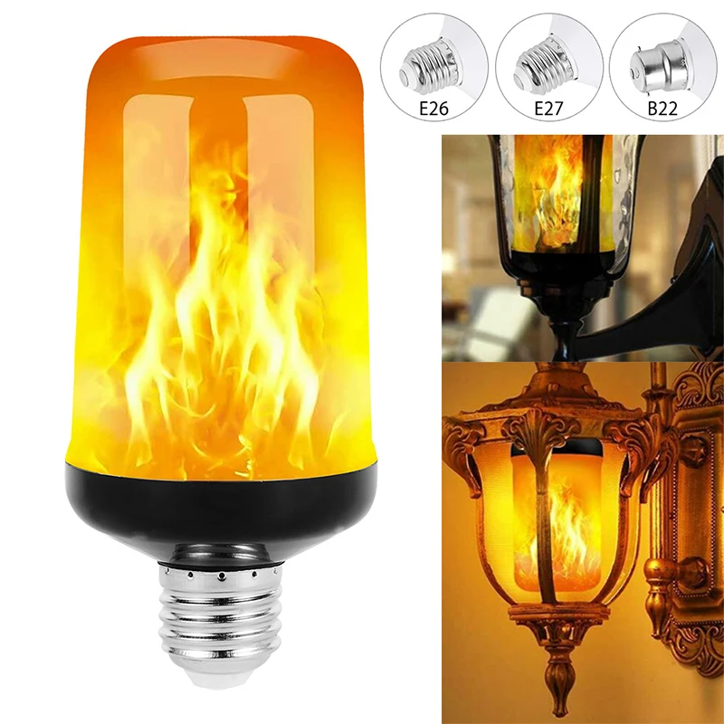 

E27 E26 B22 LED Dynamic Flame Effect Light Bulb Creative Corn Lamp Flickering 4 Modes Decor Lights for Home Hotel Party Lighting