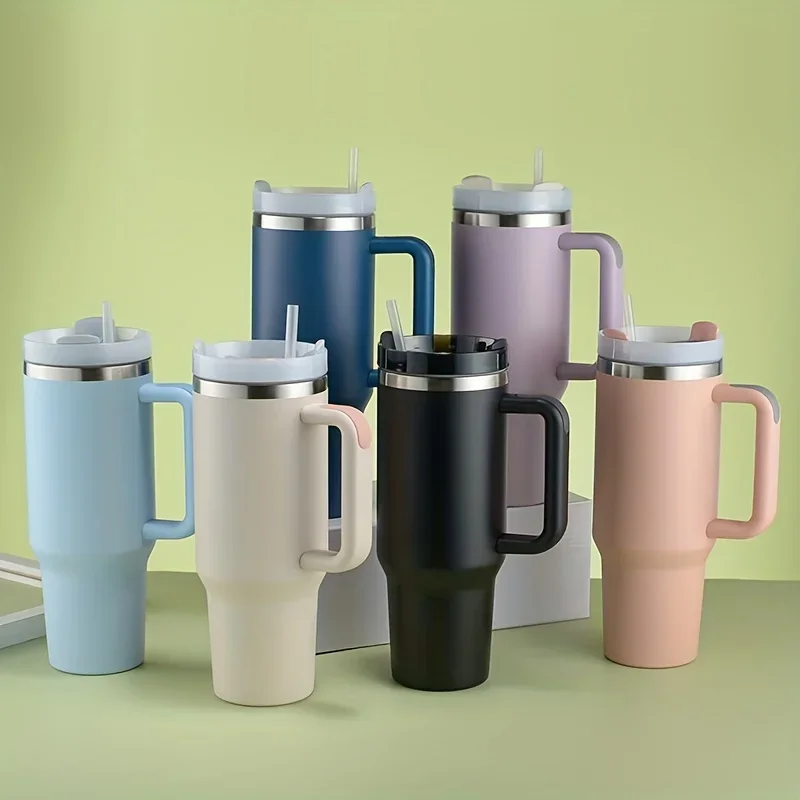 

40oz Large Capacity Double Layer Vacuum Cup Car Cup With Handle Stainless Steel Insulated Cup With Straw For Sports