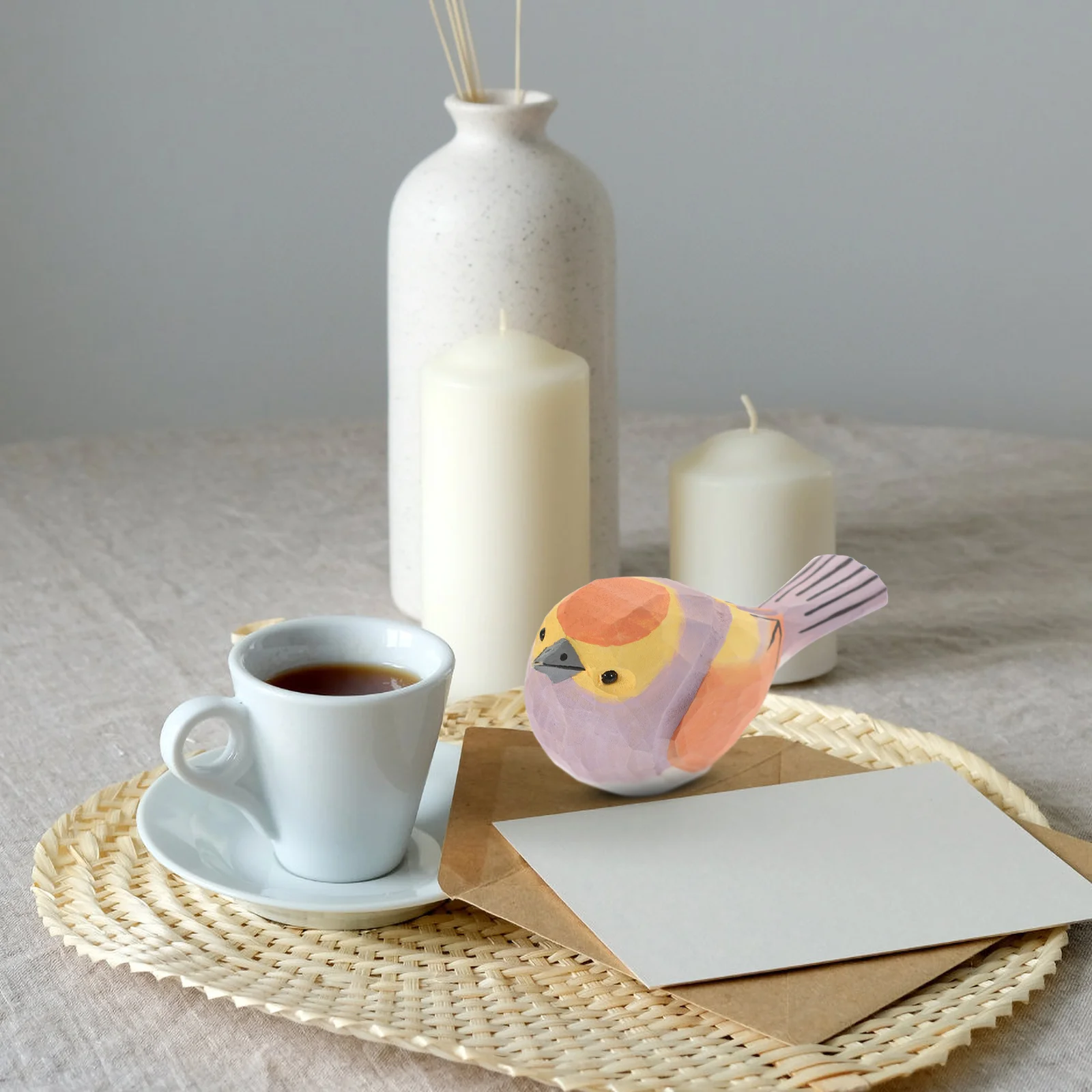 

Bird Figurine Figurines Wood Statue Home Decor Miniature Dashboard Car Bookshelf Garden Animal Cardinal Model Fake Squirrel