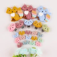 sunrony new fox silicone beads clips teether food grade teether diy pacifier chain accessories for jewelry beads needlework set