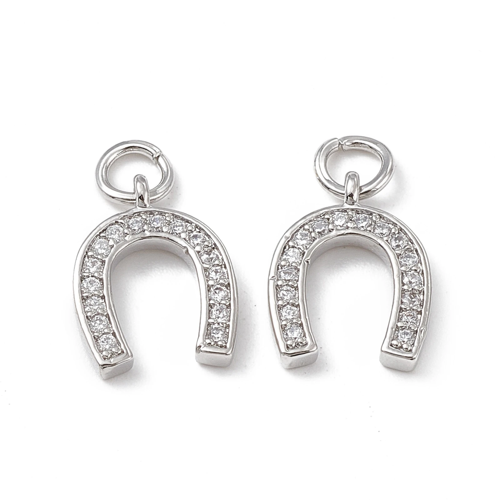 Подвески в форме подковы из латуни с микрозакрепкой 13x10x3 мм 5 шт