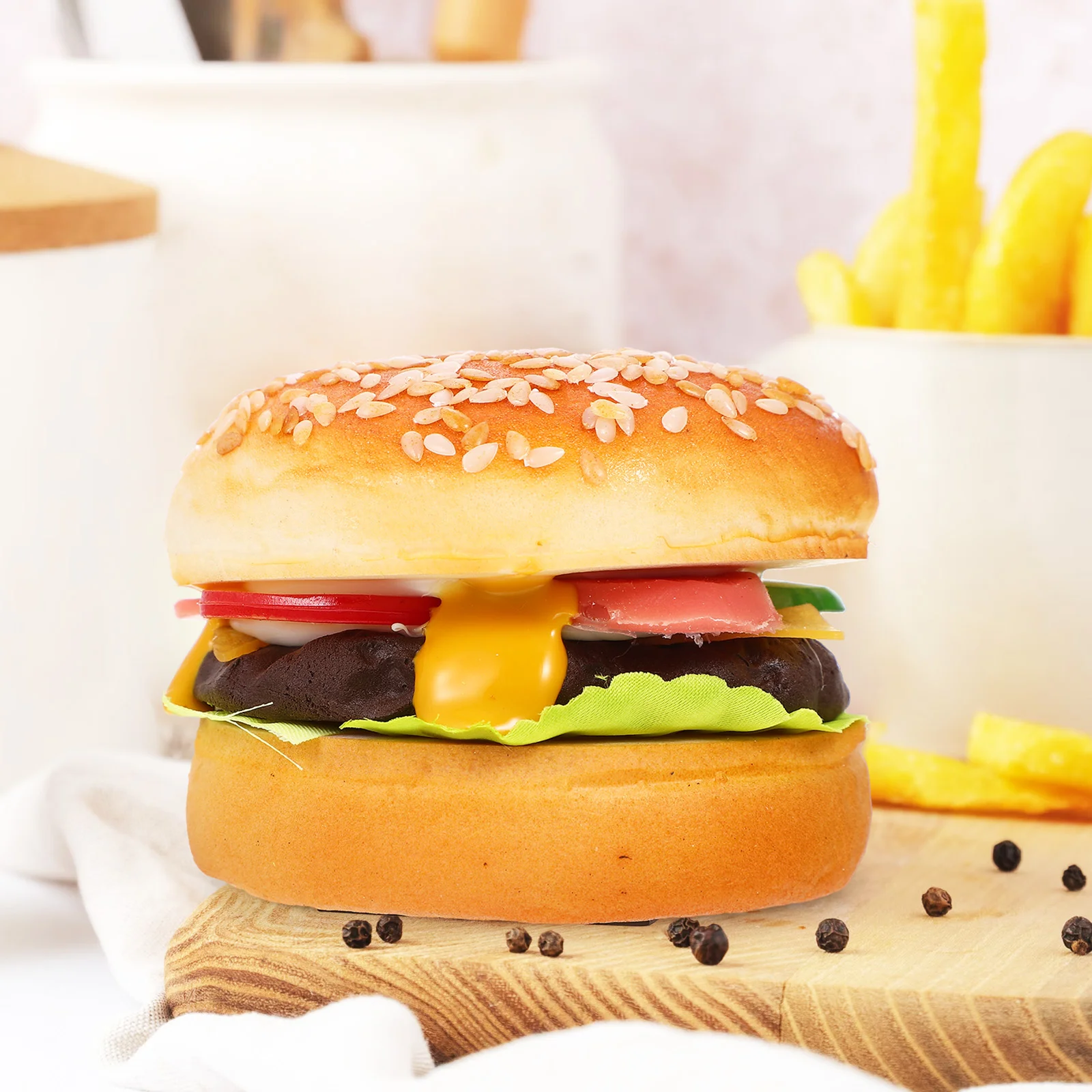 

Burgerfake Artificial Model Models Prop Props Bread Toy Kitchen Simulation Pu Play Photography Burgers Toys Display Faux Fidget