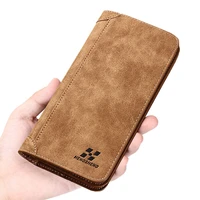 long mens wallet retro casual wallet clutch large capacity frosted card holder