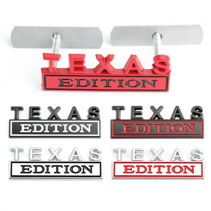 

1pc TEXAS EDITION Logo Emblem Stickers Car Front Grille Bumper Badge for Tacoma Tundra F150 Ram Assessoires Decor