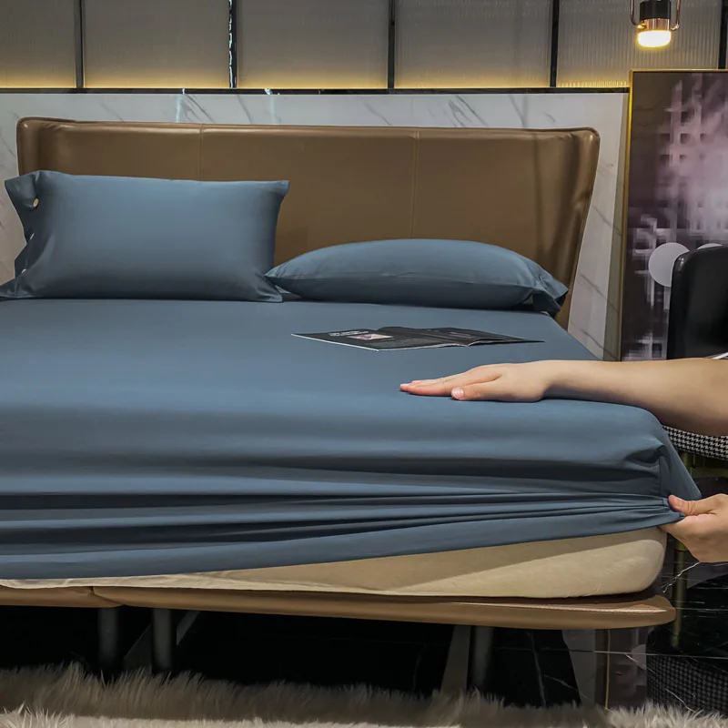 

Cotton Luxury Twill Solid-color Long-staple Fitted Sheet 60 Reactive Dyeing Cotton 1.8m Bed Slip-proof All-inclusive Bed Cover