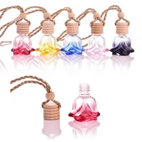 car hanging glass flower shaped pendant empty bottle for perfume air freshener