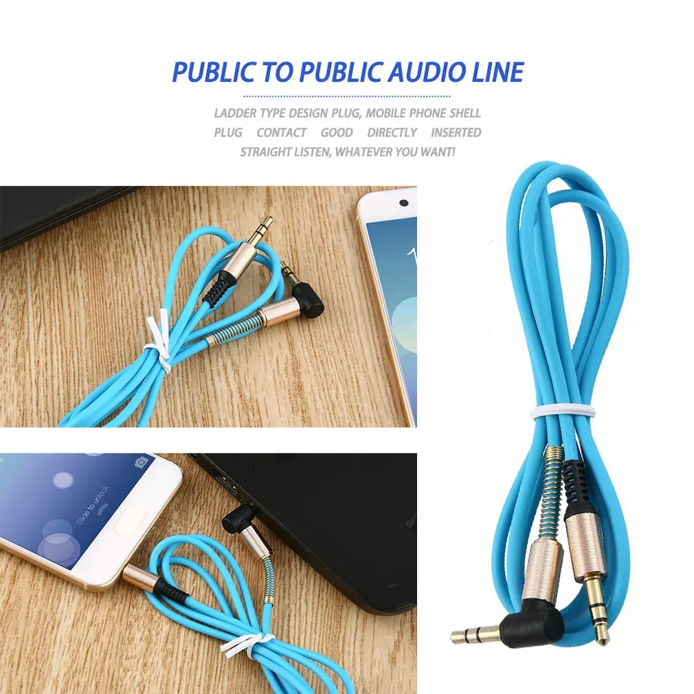 

Лидер продаж, автомобильный аудиокабель для телефона, динамика, наушников, разъем 3,5 мм, 1 м, AUX, кабель «Папа-папа», золотой шнур, шнур, пружинн...