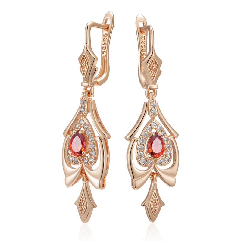 Kinel Hot 585 цвет розового золота тонкие серьги-капли для женщин кристалл цветок