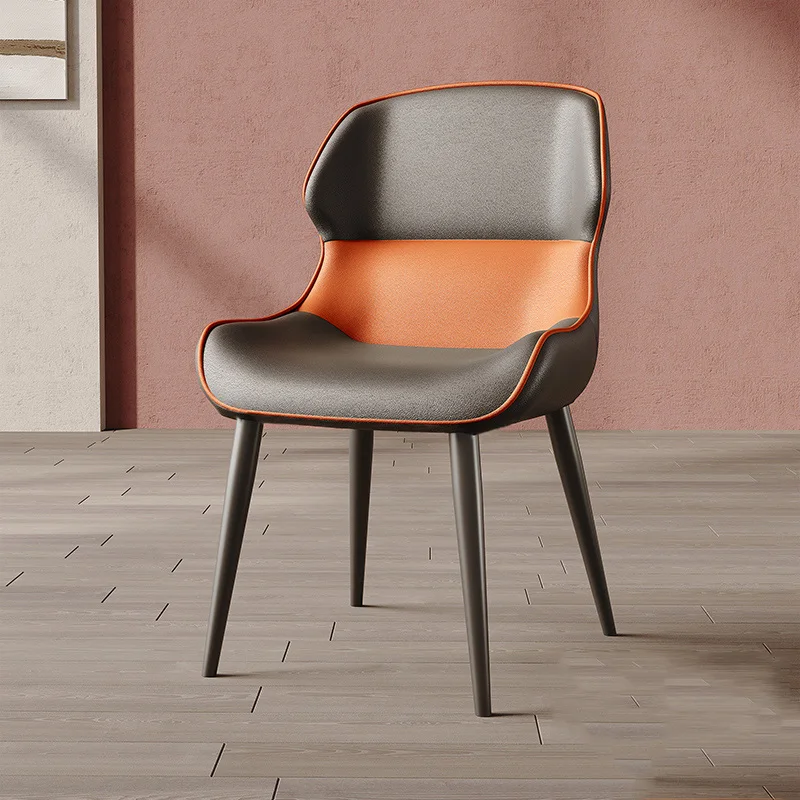 

Kitchen Luxury Modern Dining Chairs Beautiful Nordic Metal Lazy Office Dining Chair Bedroom Leather Sillas Comedor Decorative