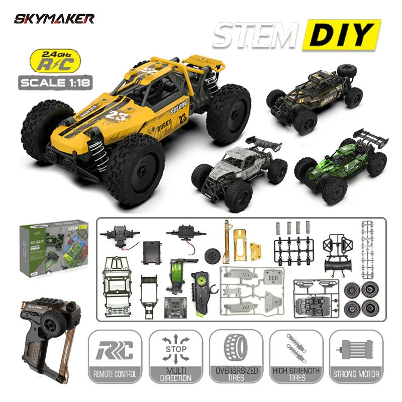 RC Kit Car 1/18 Scale 2.4G Remote Control 4 Wheel Drive Off Road Climbing KIT Electric Assembly RC Car Toy Gift for Children