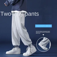 autumn and winter wide pants for men joggers thickened plush korean clothing male tracksuit bottoms japanese streetwear casual