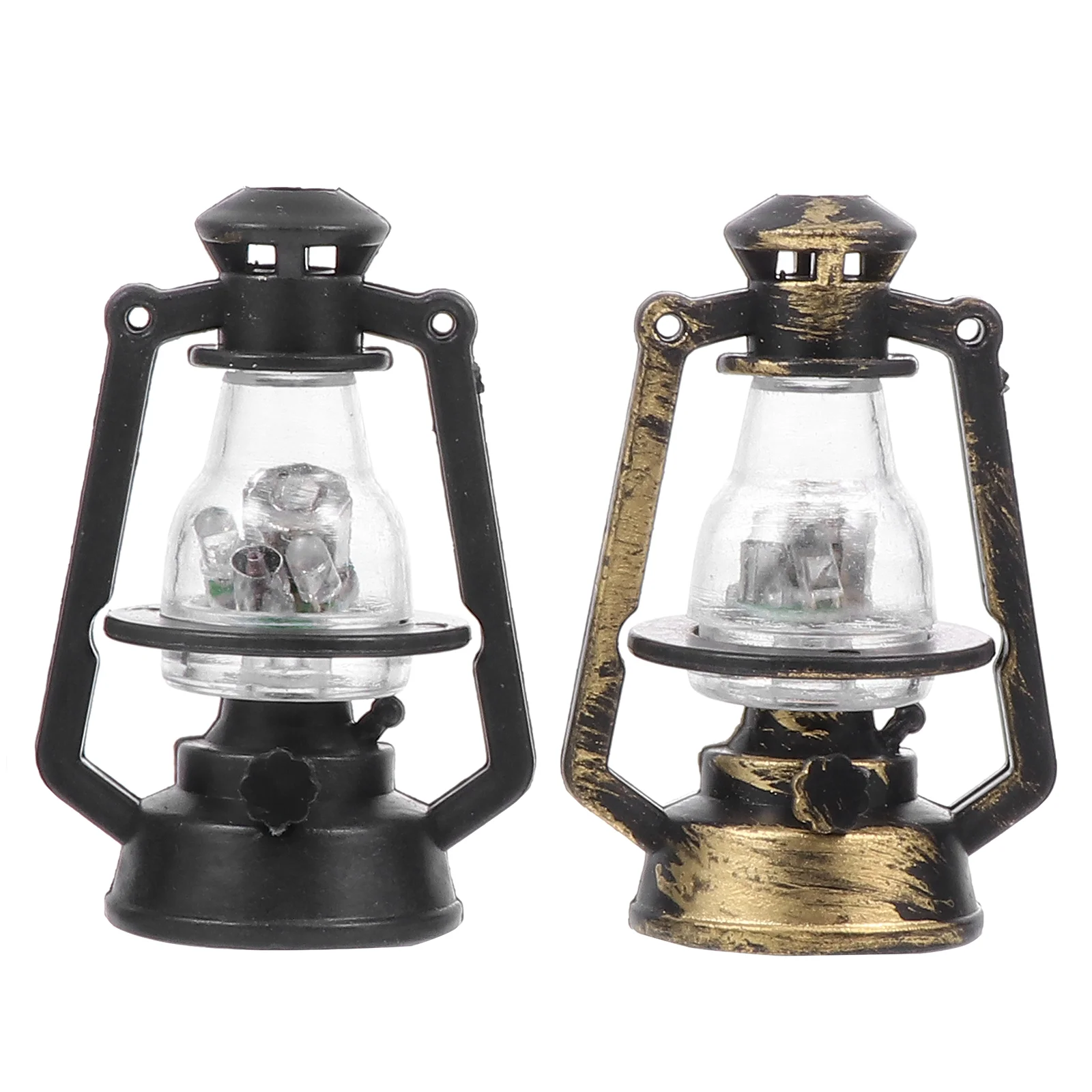 

2 Pcs Simulation Kerosene Lamp Mold Mini Plaything Home Retro Toys Desktop Photo Props Furniture Model Plastic Lights Child
