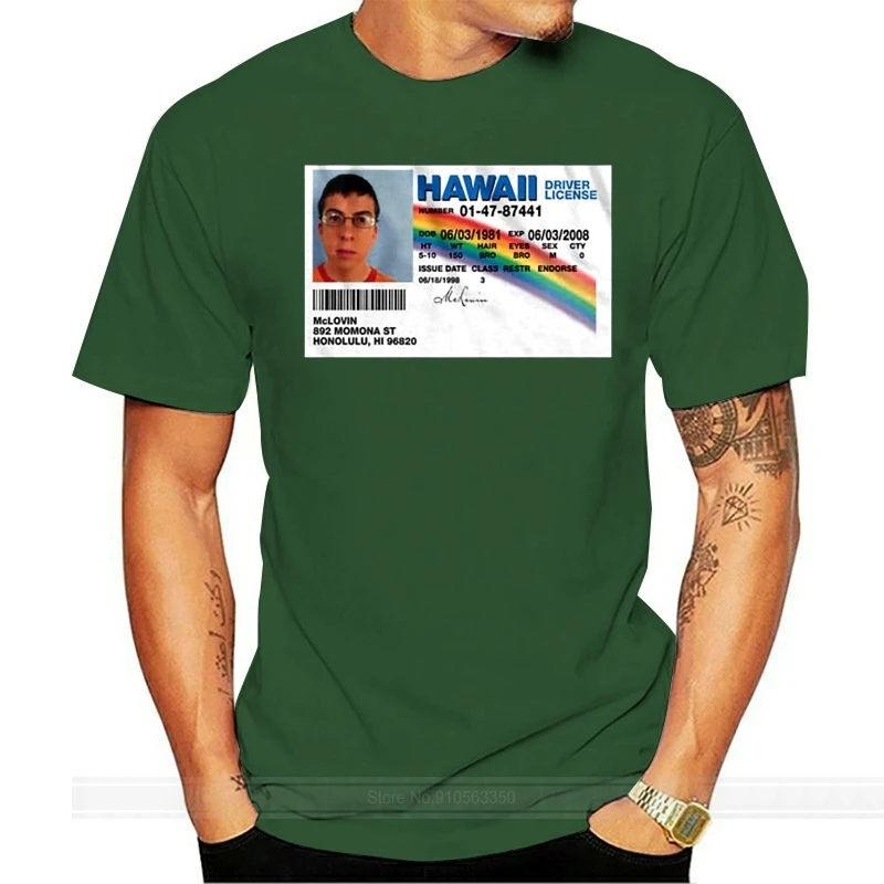 

Superbad Movie McLovins Hawaii Drivers License Adult T Shirt cotton tshirt men summer fashion t-shirt euro size