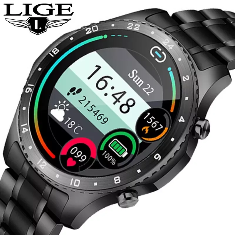 

LIGE New Smart Watch men And Sports watch Blood pressure Sleep monitoring Fitness tracker Android ios pedometer Smartwatch+Box