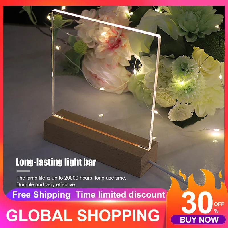 

Светодиодная деревянная подставка для дисплея-прямоугольная хрустальная деревянсветильник подставка для освещения ed акриловая светильни...