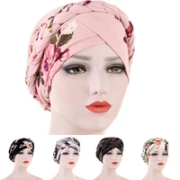 2022 women head scarf fashion printed bonnet muslim cap turban female hat headscarf hat arab wrap ethnic style headdress