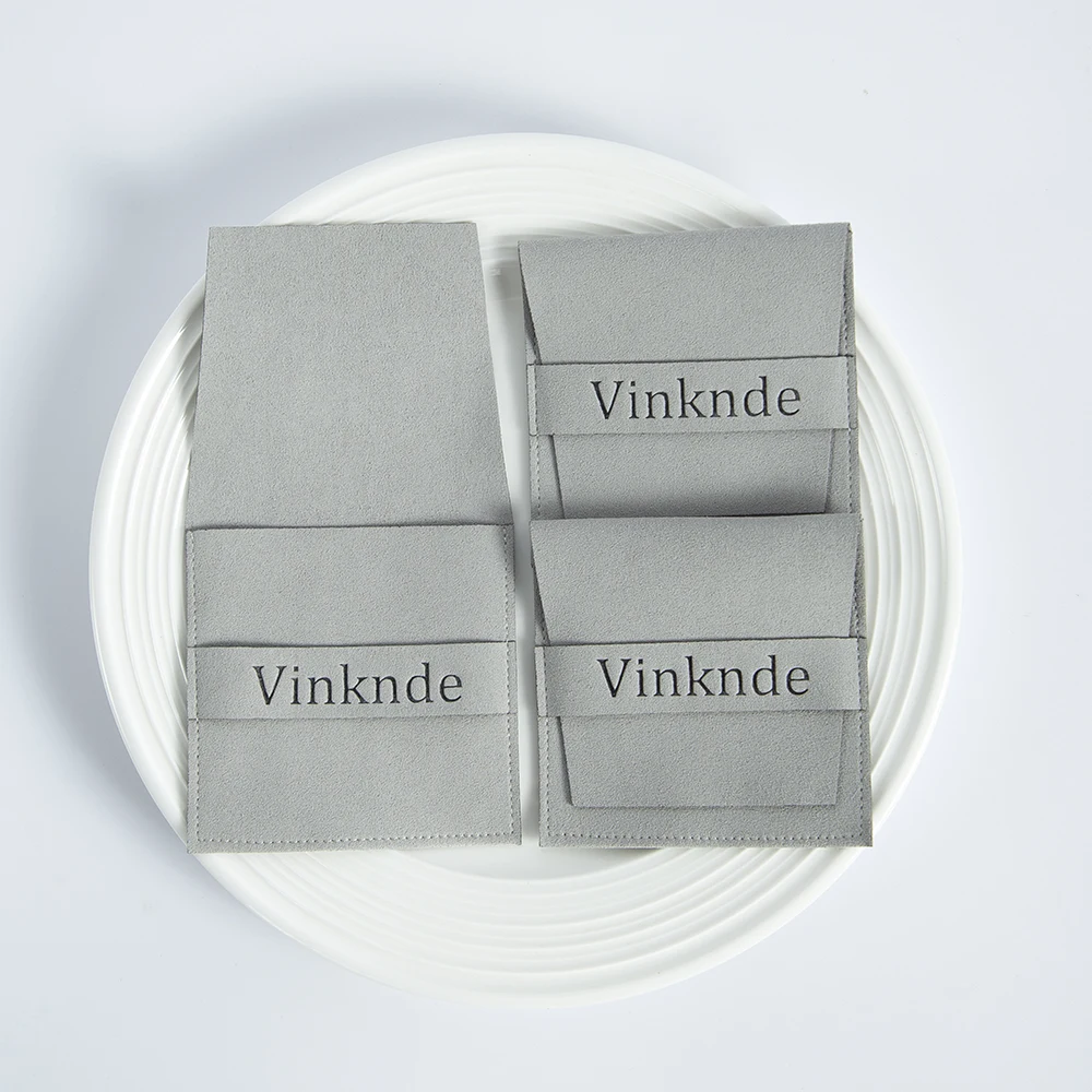 100pcs/Lot Gray Microfiber Small Gift Bags Custom Logo 12x12cm Jewelry Rings Earrings Organizer Pouch Wedding Favor Candy Bag