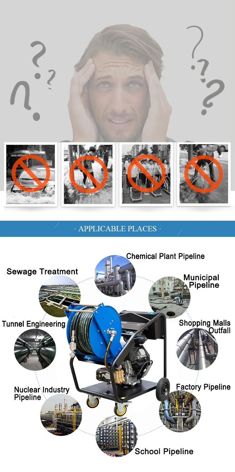 70LPM 150Bar Муниципальная санитарная машина для дноуглубления труб Бензиновый