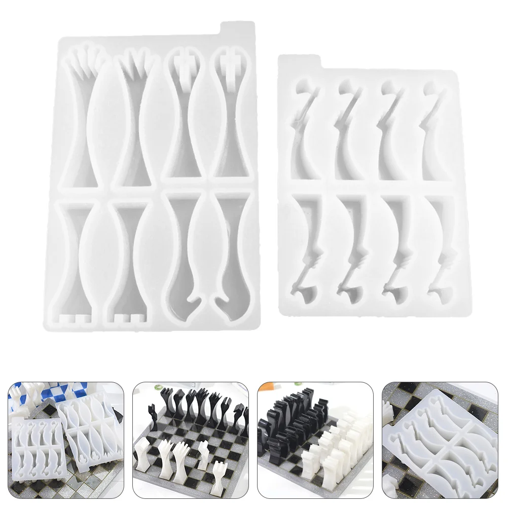 

2 Pcs Chess Mold Silicone Candy Moulds Epoxy Casting Molds DIY Checkerboard Silica Gel Resin Craft