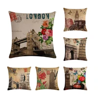 vintage london paris cushion cover retro flower pink throw pillow cover for sofa home textile car pillowcasesthrow pillows zy352