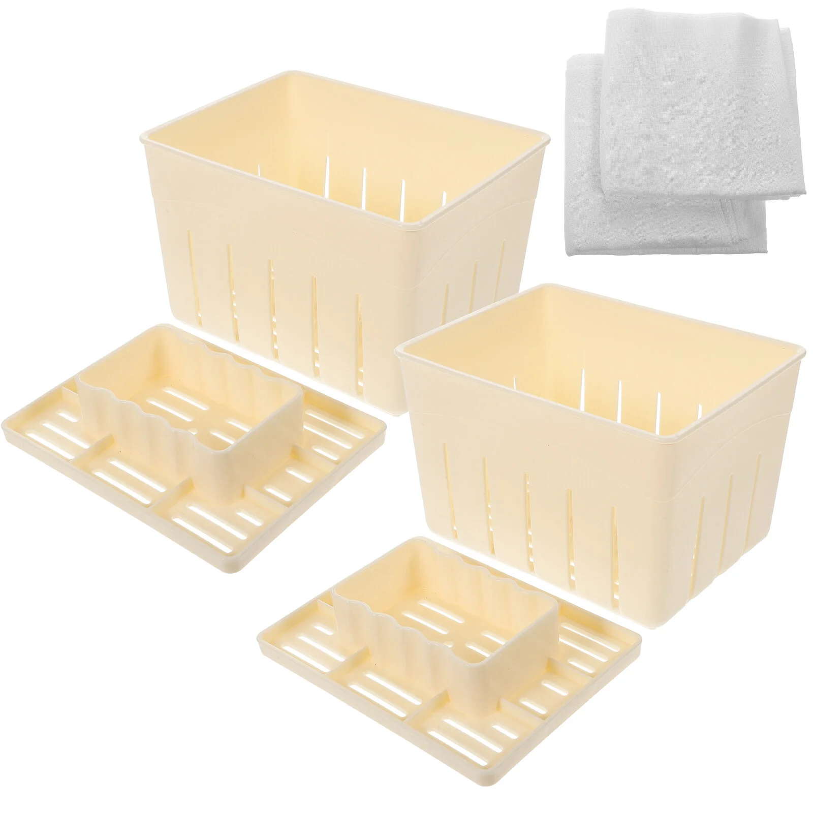 

2 Sets Homemade Tofu Stamper DIY Kits Pressing Mold Making Molds Moulds Tools Plastic Pp Supplies Bean Curd Makers Kitchen