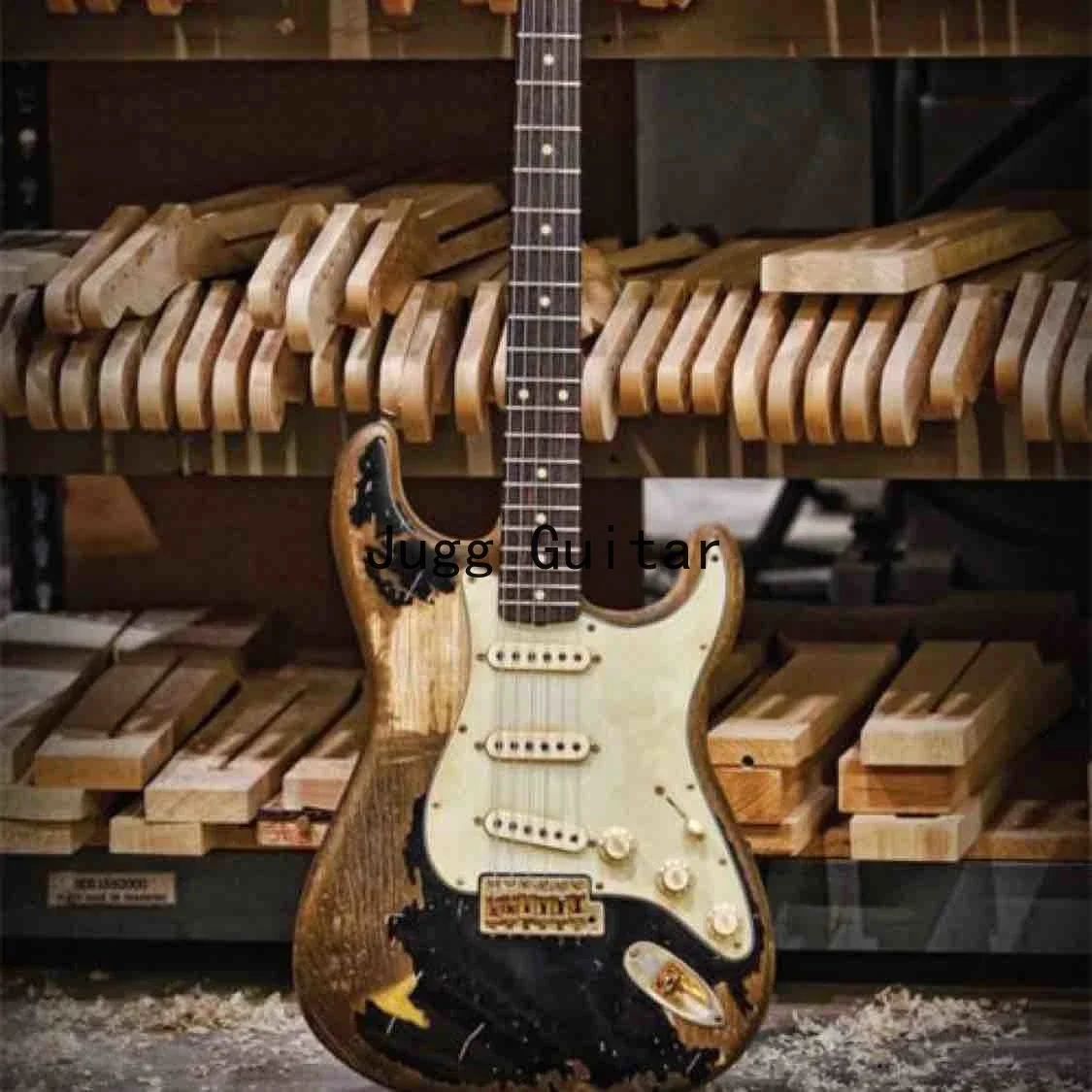 

Rhxflame John Mayer Black 1 John Cruz Masterbuilt Heavy Relic Electric Guitar Aged Hardware Nitrolacquer Paint Gold Hardware