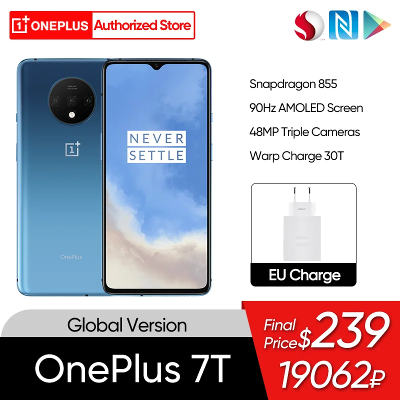 

Global Version OnePlus 7T 7 T Smartphone Snapdragon 855 Plus 8GB 128GB 6.55'' 90Hz AMOLED Screen 48MP Triple Cam Warp Charge 30T