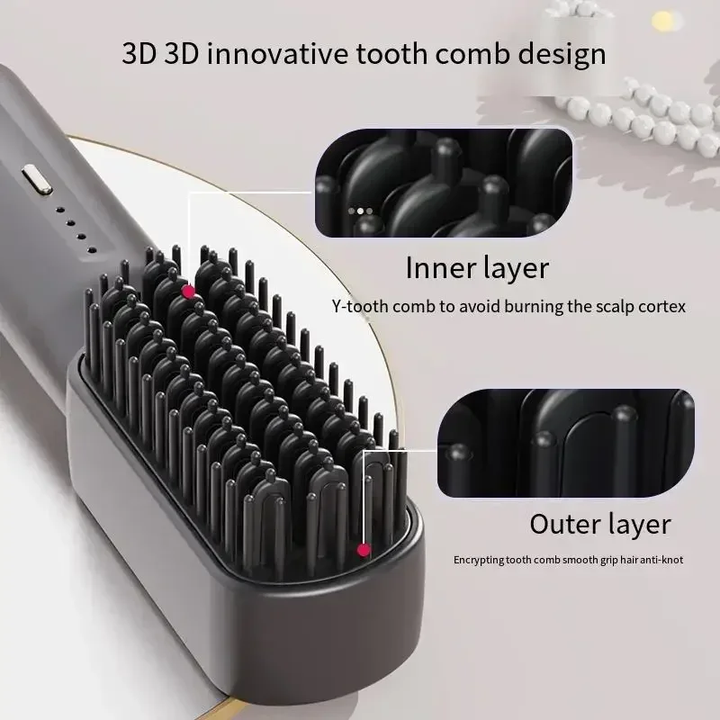 Выпрямитель для волос расческа беспроводная щетка коротких керамический ионный