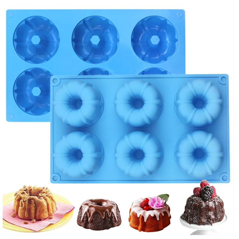 2 шт. мини-кастрюля для торта Bundt 6-полостная кастрюля антипригарная силиконовая