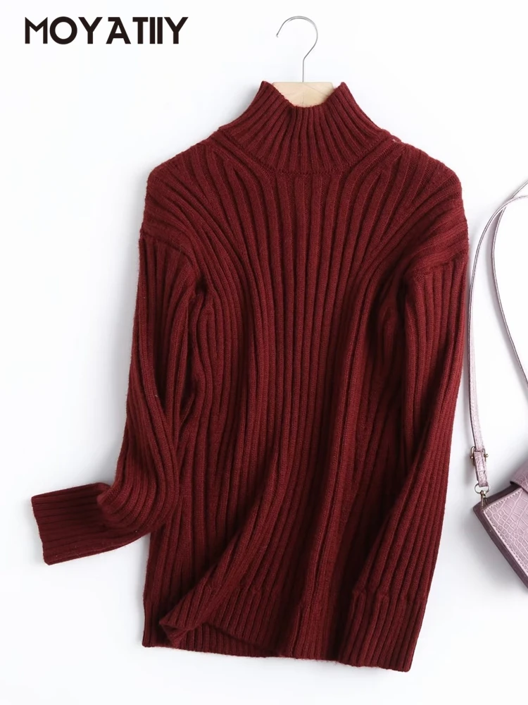 

MOYATIIY 2022 Women Winter Sweater High Quality Woolen Turtleneck Thick Warm Sweaters Jumper Female Elegant Pullovers Tops