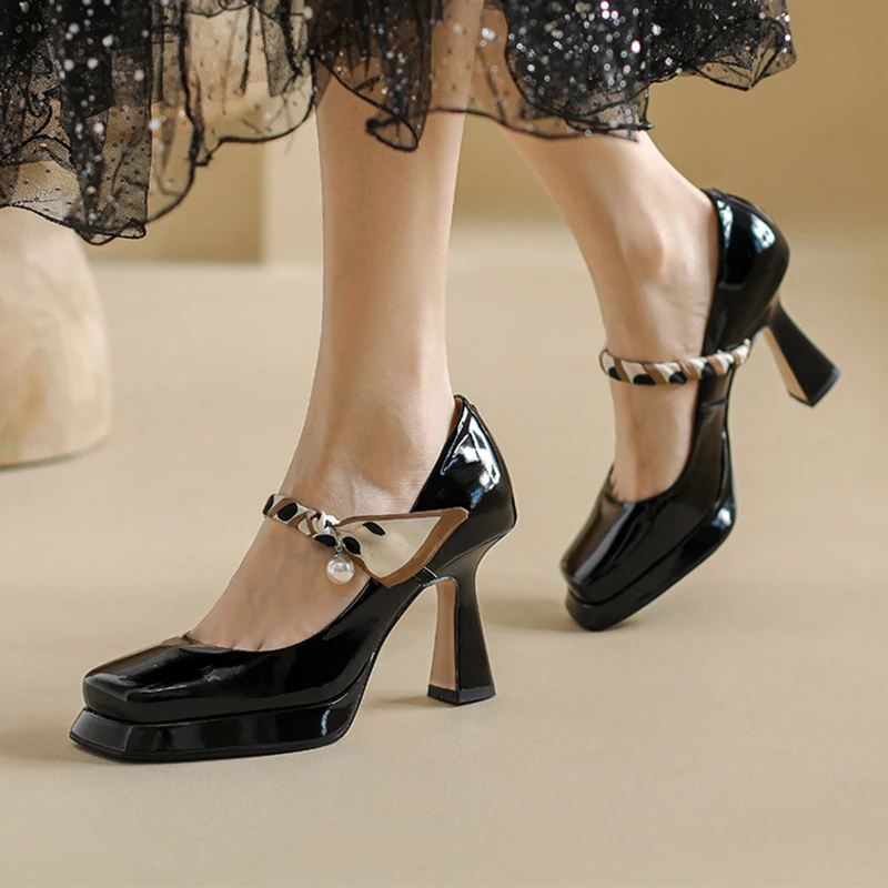 

Женские туфли-лодочки на высоком каблуке, с квадратным носком