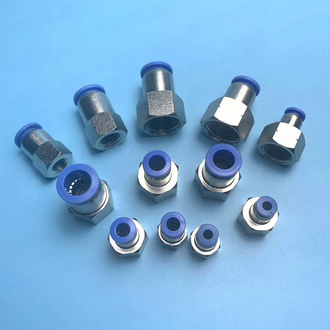 1/8 дюйма 1/4 дюйма 3/8 дюйма 1/2 дюйма NPT BSP с внутренней резьбой 4, 6, 8, 10, 12 мм, наружный диаметр трубки, прямой латунный пневматический вставной соединительный воздушный фитинг, быстроразъемный