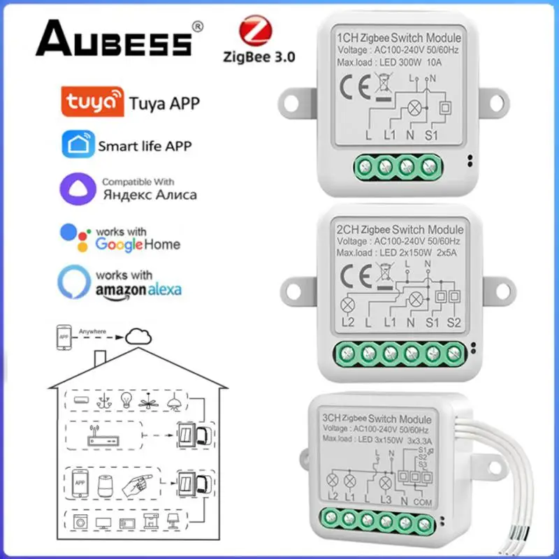 

Tuya Smart Zigbee Light Switch Module 1/2/3/4 Gang Automation DIY Breaker 2 Ways Control Work With Alexa Google Home Alice 2022