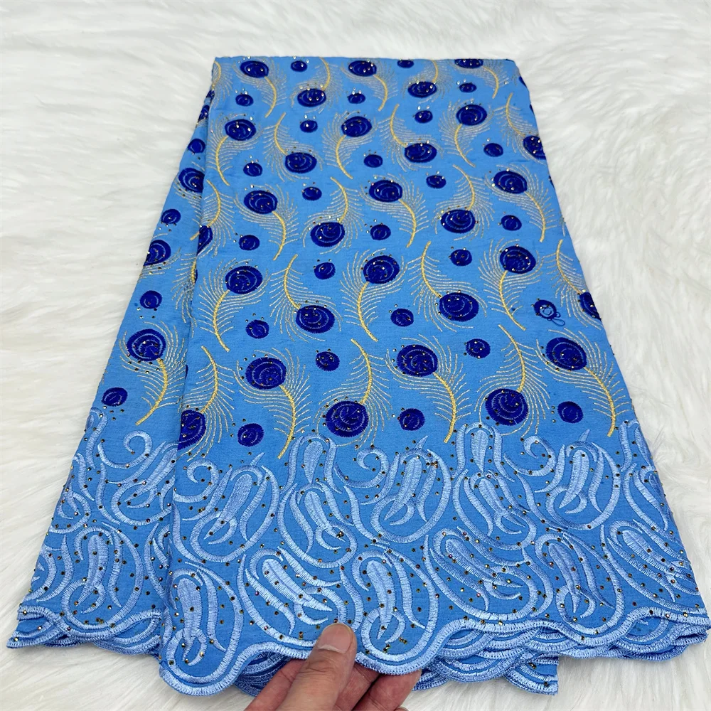 5 ярдов белая Африканская Хлопковая кружевная ткань швейцарская вуаль кружева