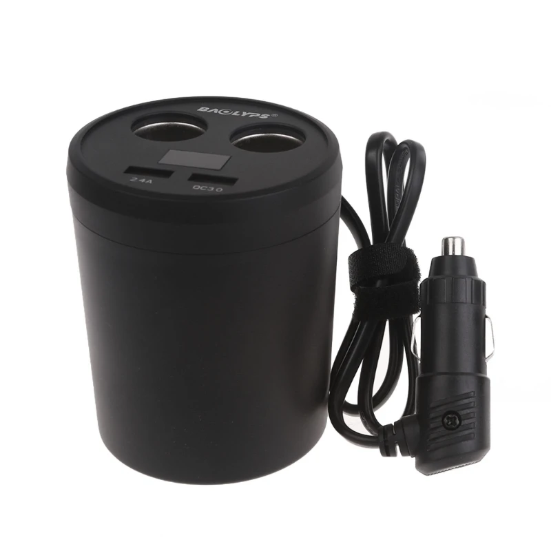 

Cup-shaped Cigarette Lighter Plug Splitter QC3.0 Double USB Charging Port Car Adapter for 12-24V Car Drop Shipping