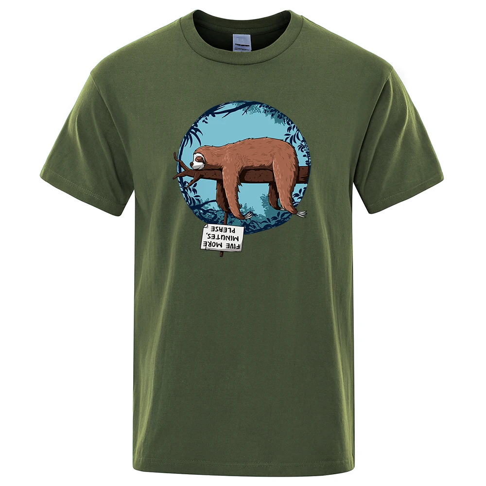 

Lazy Sloth Print T-Shirt Men Creativity Oversized Tshirt Summer Loose T Shirts Cotton Oversize Hip Hop Eco-Friendly Man Clothing
